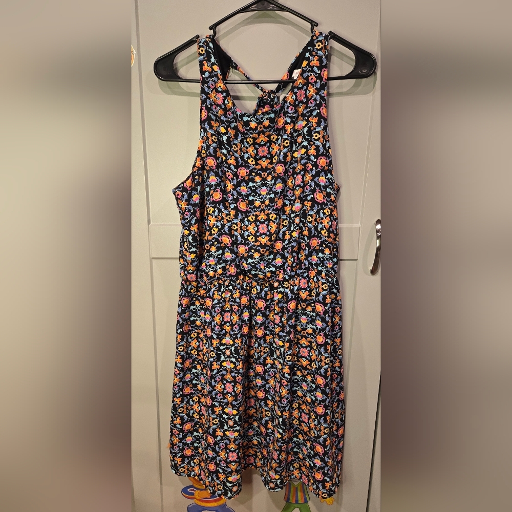 Xhilaration Black Dress with Floral Accents